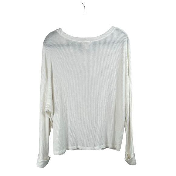 Caslon Dolman Sleeve Ribbed Knit V-Neck Baggy Oversized Fit White Sweater Large - Picture 3 of 13